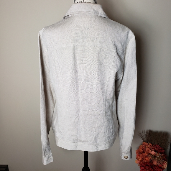 Harvè Benard Tan Linen Button Down Blazer Size 10 - Picture 2 of 5